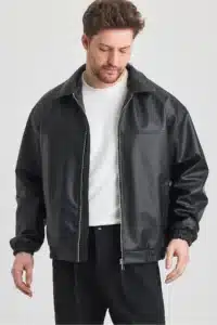 کت چرمی oversize  (کاپشن چرمی وارداتی) | رم استایل